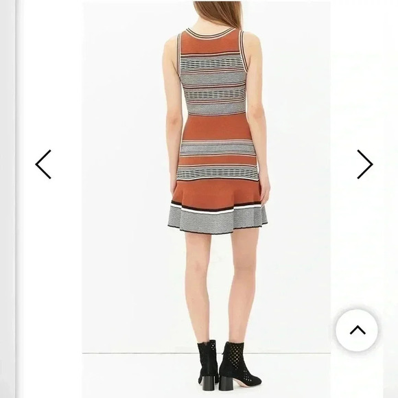 Sandro Elbise brown and orange striped bodycon tank mini dress XS - Picture 6 of 7